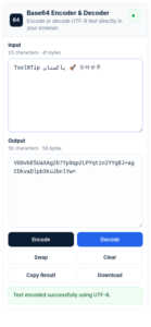 ToolNTip Base64 Encoder and Decoder responsive mobile interface