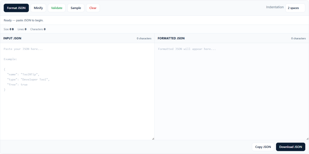 JSON Formatter & Validator Online | ToolNTip preview