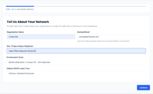 Organization and project information in ToolNTip VLAN Designer